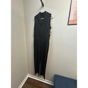 NWT Taylor Black Glitter Women’s Jersey Sleeveless Jumpsuit Pants sz 10 no sash